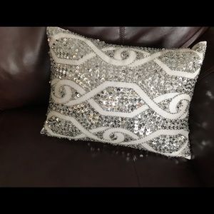 Silver sequin pillow